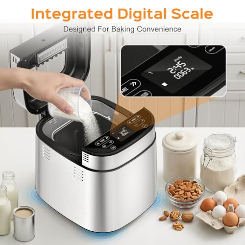 25-in-1 2.5LB Bread Maker with Built-in Electronic Scale (White)