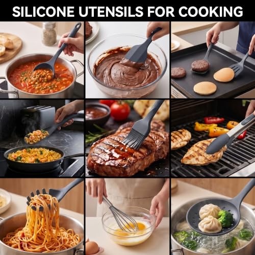 Silicone Cooking Utensils Set (Gray)