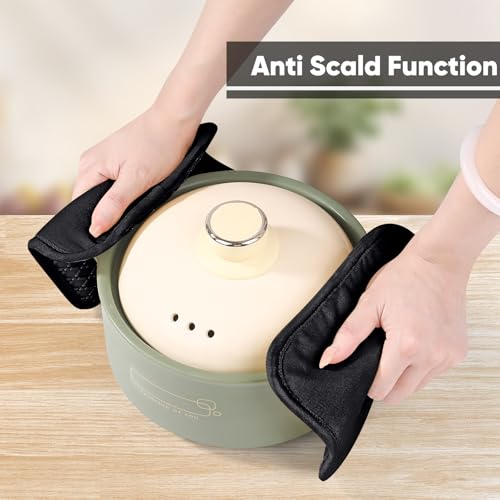 Silicone Oven Mitts Pot Holder Kitchen (Black)