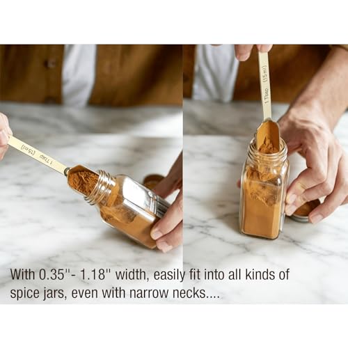 Stainless Steel Measuring Spoons with Leveler (C - Gold / 10pcs)