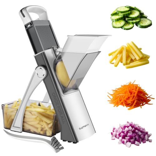 Safer Mandoline Slicer for Kitchen (GrayWhite)