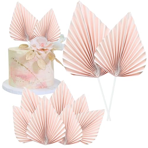 6Pcs Paper Palm Fan Cake Toppers Palm Leaf Fan Cake Topper Palm Spear Leaf Cupcake Toppers Cake Insert Decoration For Cake Decorating Diy Craft Project Home Wedding Party Supplies Gold