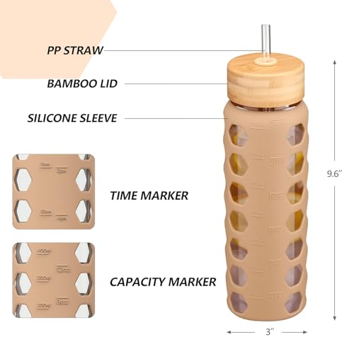 Glass Water Bottles with 2 Lids