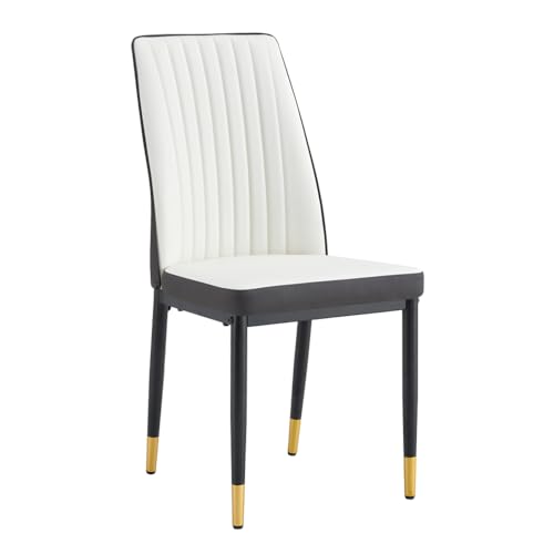 Modern Dining Chairs PU Leather Kitchen Chairs Set with Metal Legs Armless Upholstered Chair for Dinner Room