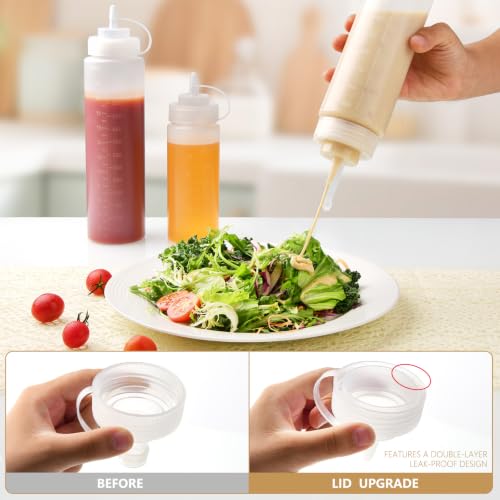 Plastic Squeeze Squirt Condiment Bottles with Twist On Cap Lids