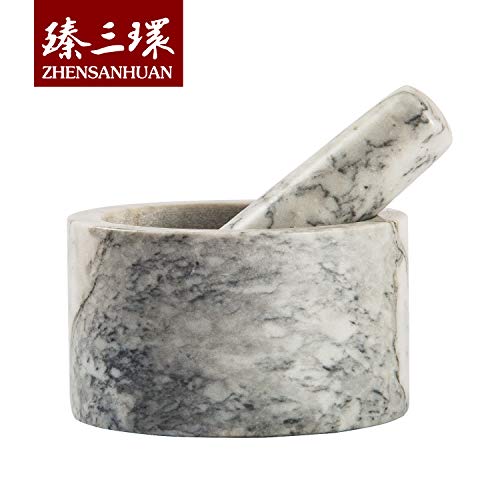 ZhenSanHuan Natural Granite Stone Mortar and Pestle Solid and Durable Crusher (QiongKong)