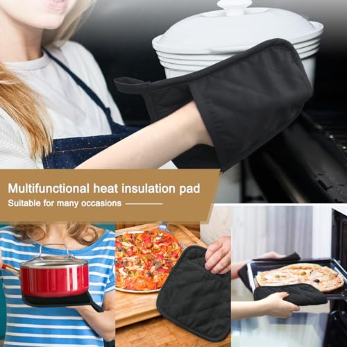 2Pcs Cotton and Neoprene Oven Pads Pot Holders with Pocket 8"x8.5" Dual