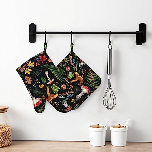 Oven Mitts and Pot Holders Sets Silicone Kitchen Mitts Potholders Heat Resistant 4Pcs Oven Gloves Hot Pads for Kitchen Baking Cooking BBQ Grilling