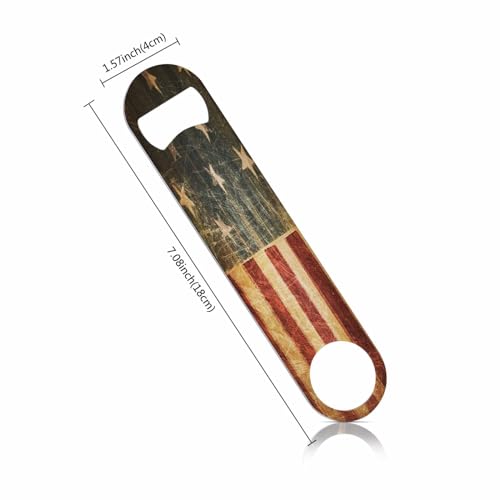 American Flag Stainless Steel Bottle Opener Vintage Abstract USA Flag Patriotic July 4th Independance Day Flat Beer Bottle Opener Keychain for Home Kitchen Bar Restaurant Party Birthday Gift