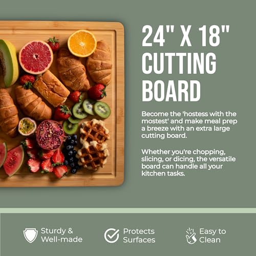 Large Cutting Board for Kitchens 24 X 18 by Grizzly Living (24"L x 18"W)