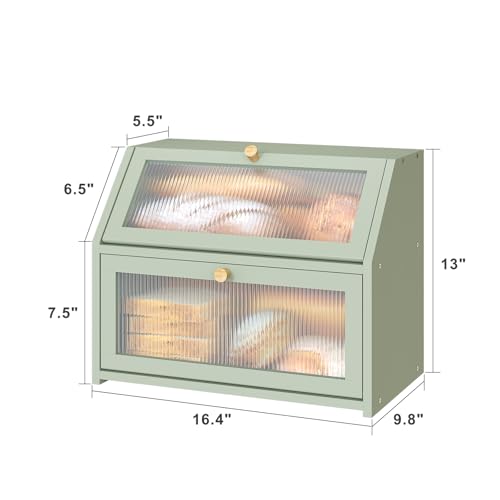 Green Bread Box for Kitchen Counter (Green / Large)