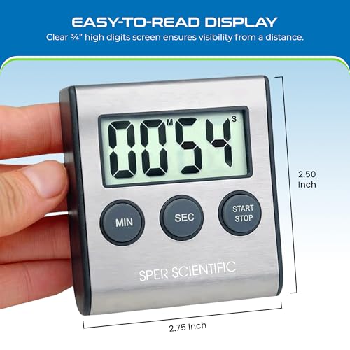 Stainless Steel Digital Lab + Kitchen Timer 810028A (1 Pack)