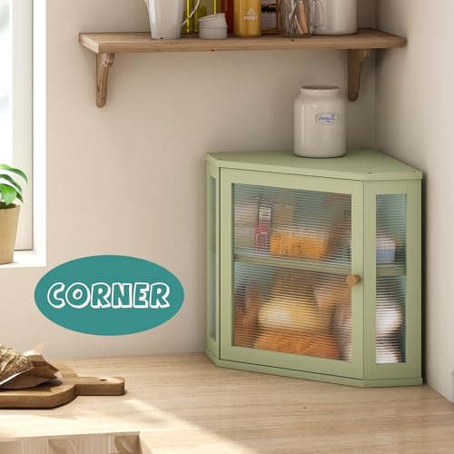 Corner Bread Box for Kitchen Countertop (Green / Extra Large)