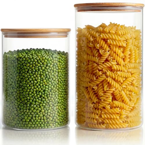 Round Glass Food Storage Containers with Airtight Bamboo Lids