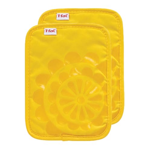 2 Pack Medallion Design 100% Cotton and Silicone Pot Holder (Lemon / Pot Holders)