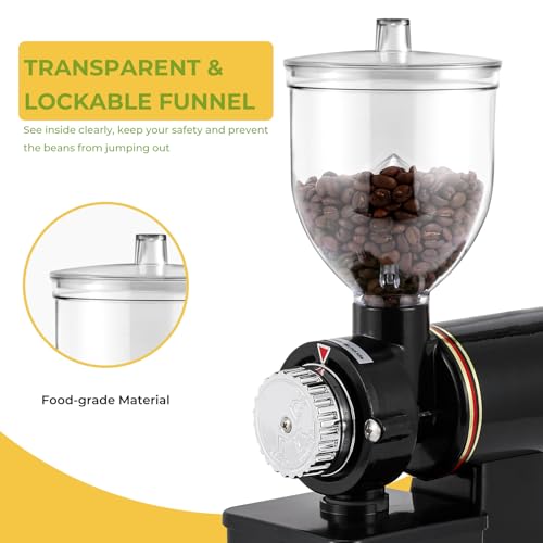 Burr Coffee Grinder Electric Espresso Grinder Commercial & Homeuse Silent Small Coffee Bean Grinder with Hopper Adjustable Grind