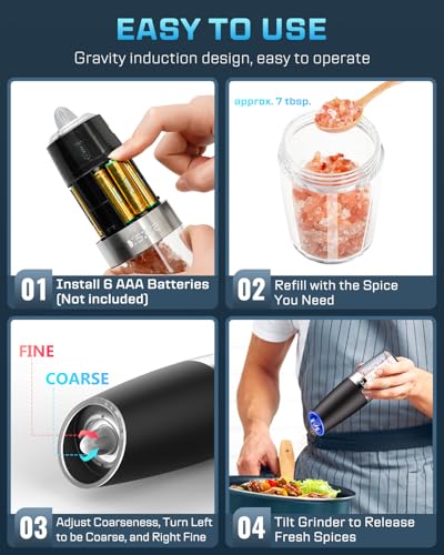 Gravity Electric Pepper and Salt Grinder Set