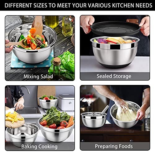 6 Piece Stainless Steel Mixing Bowls with Lids Set
