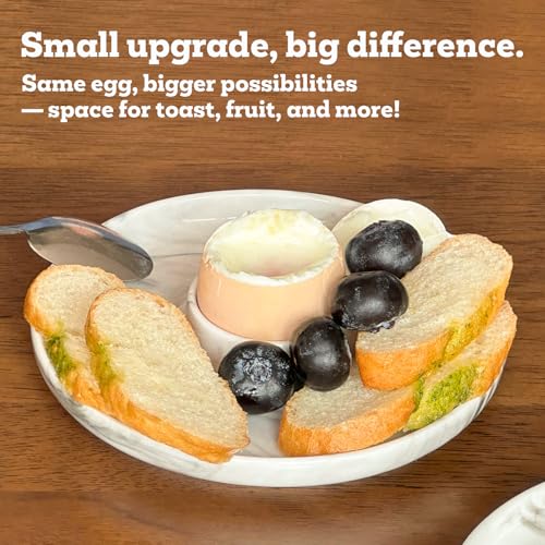 EggHolder & Spoon Set Ceramic Egg Holders + SS Spoons Breakfast Plate White 5.5'' Food Container Egg Tray Dinner Serving for Hard Boiled Eggs