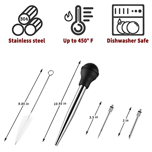 Turkey Baster Baster Syringe for Cooking Meat Injector Set with 2 Marinade Needles 1 Basting Brush1 Cleaning Brush for Home Baking Kitchen Tool