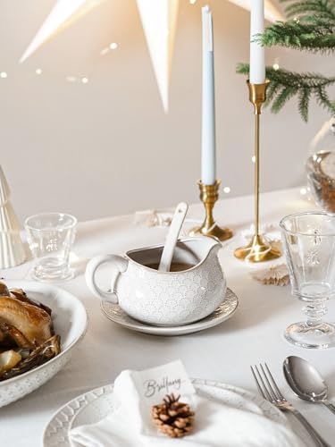 Gravy Boat with Ladle and Saucer Stand 24oz (24 Ounces)