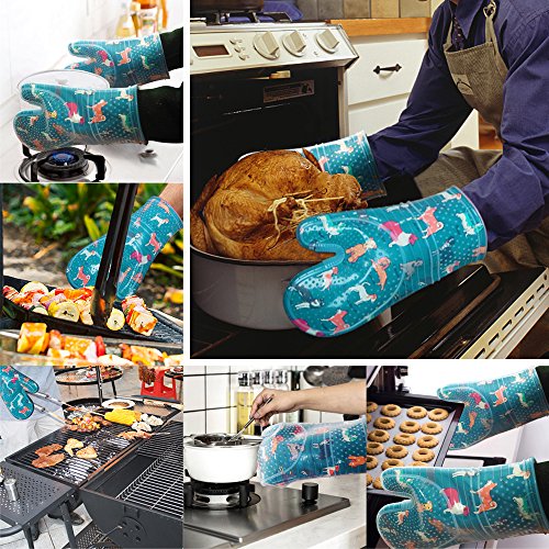 Pot Holders Set of 3 Non Slip Silicone Kitchen Lines Heat Resistant 500℉ Kitchen Gloves BBQ Cooking Baking Cooking Barbecue Microwave Machine Washable…