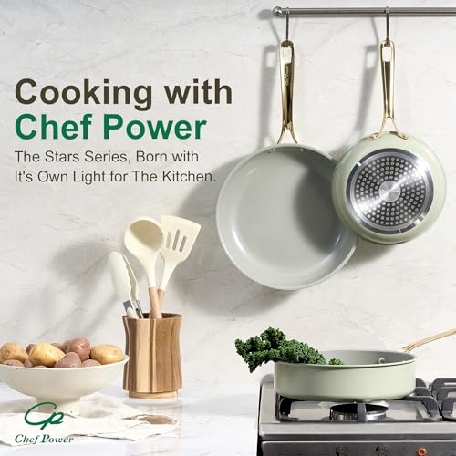 Ceramic Frying Pan 5Pcs (Sage Green)