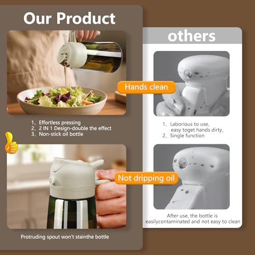 Olive Oil Dispenser and Oil Sprayer 16oz (White / 1 Pack)
