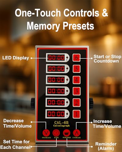 Commercial 6 Channels Digital Kitchen Timer (6 Channel)