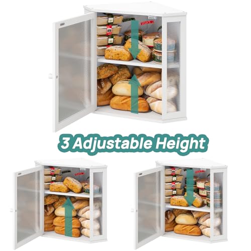 Corner Bread Box for Kitchen Counter (White / Extra Large)