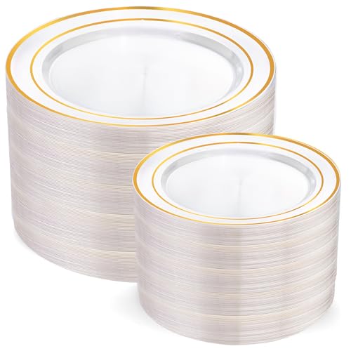 200 Pcs Disposable Plastic Plates for Party