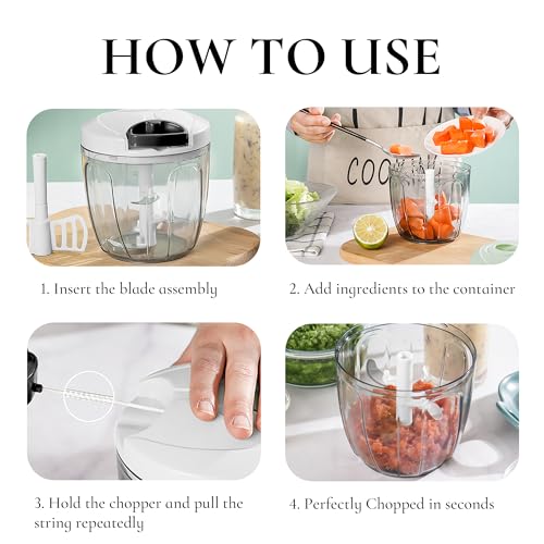 Pull‑String Manual Food Chopper with Sharp Blades