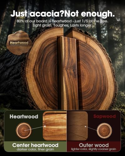 Acacia Wood Cutting Board Set of 3 with Stand