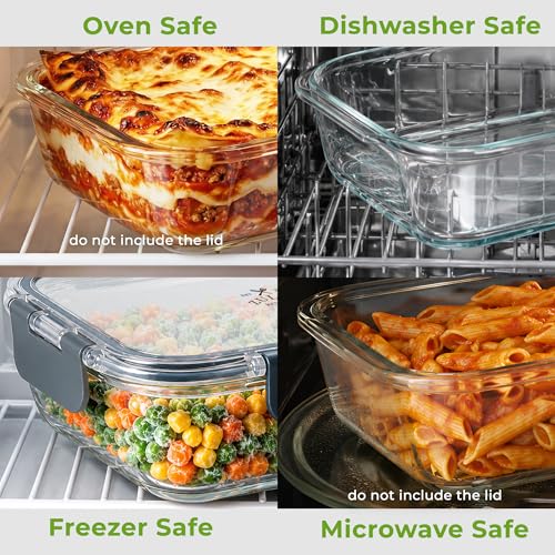 5 Piece Large 36oz Glass Storage Container Sets with Lids