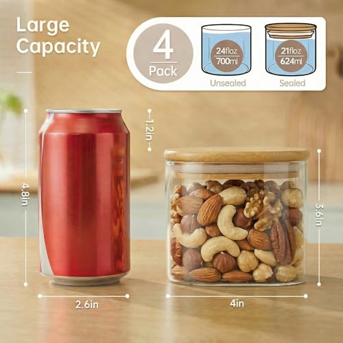 Square Glass Storage Containers with Airtight Bamboo Lids
