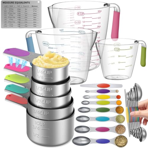 Magnetic Stainless Steel Measuring Cups and Spoons Set for Cooking & Baking