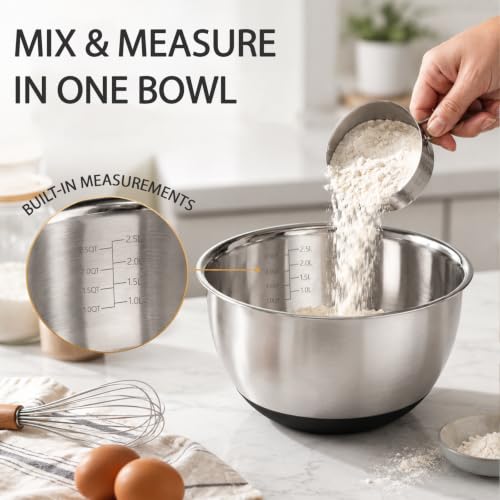 Stainless Steel Mixing Bowls with Lids (Black)