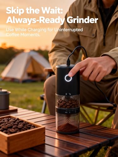 Portable Electric Burr Coffee Grinder (Matte Black)