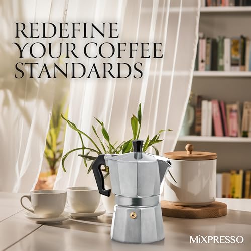 3 Cup Moka Pot Stovetop Espresso Maker (Stainless Steel / 3 Espresso Cups)