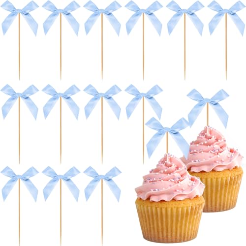 40 PCS Pink Bow Cupcake Toppers