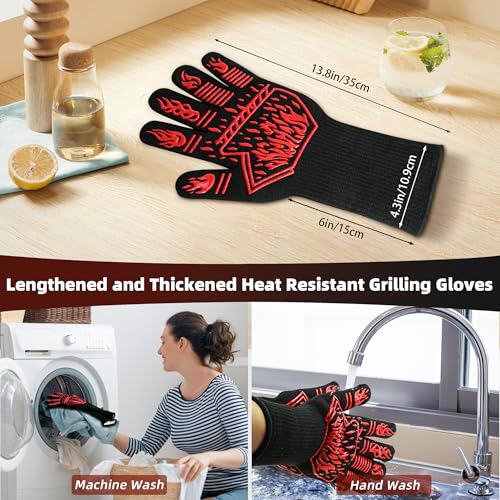 BBQ Gloves Grilling Gloves 1472°F Heat Resistant Fireproof Gloves