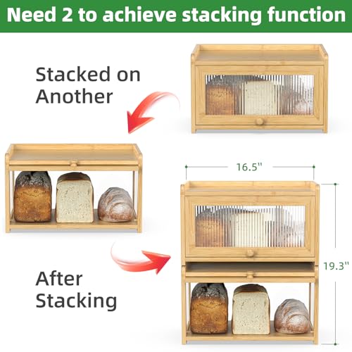 Bamboo Bread Box for Kitchen Countertop (Natural)