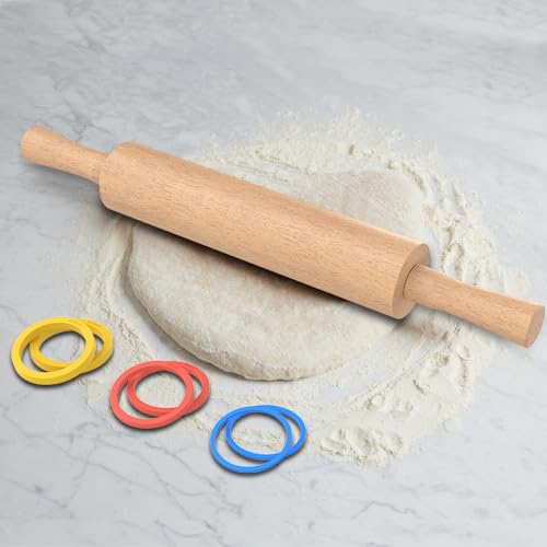 Classic Wooden Rolling Pin with Handle for Fondant