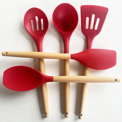 Silicone Cooking Utensils Set 5Pcs Non (Standard 5-Piece Set / Red)