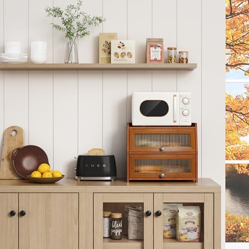 Wooden Bread Box for Kitchen Countertop (Walnut)
