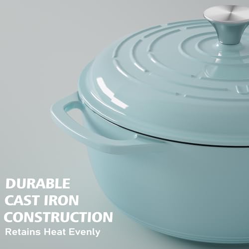 6QT Enameled Cast Iron Dutch Oven with Lid (Blue)