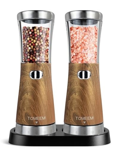 Electric Salt and Pepper Grinder Set with Storage Base