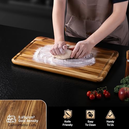 10" Teak Wood Cutting Boards for Kitchen Wooden Chopping Board Non Toxic (10"L x 8"W)