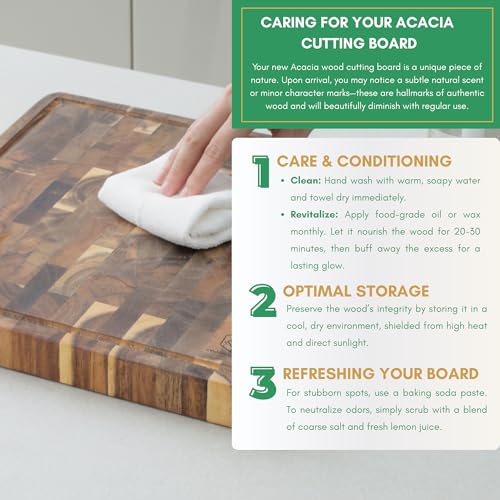 End Grain Acacia Wood Cutting Boards for Kitchen (End Grain / 24"L x 18"W)