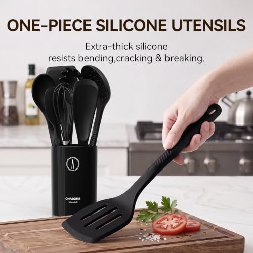 Silicone Cooking Utensils Set (Black)